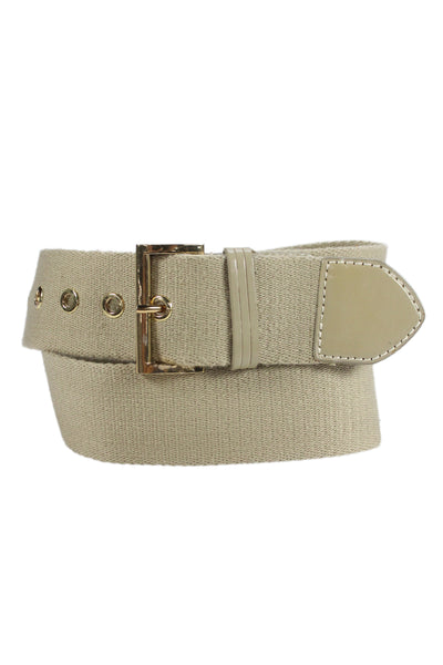 Lafayette 148 New York Womens Canvas Eyelet Buckled Belt Beige Size S