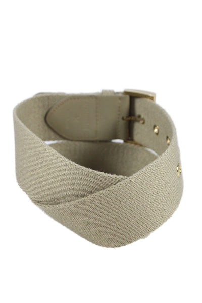 Lafayette 148 New York Womens Canvas Eyelet Buckled Belt Beige Size S