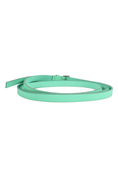 Garnet Hill Leather Skinny Strip Belt Teal Green Size S