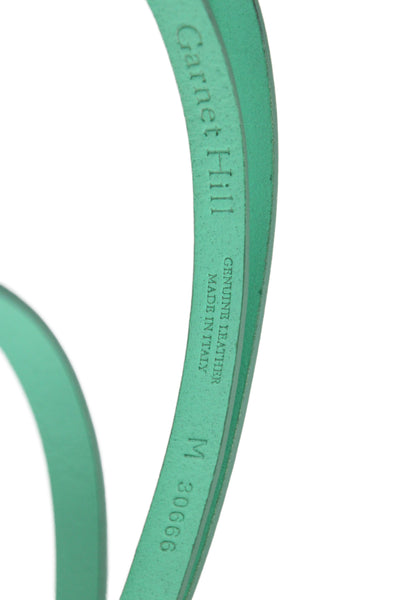 Garnet Hill Leather Skinny Strip Belt Teal Green Size S