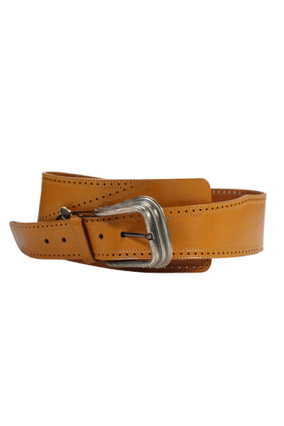 Linea Pelle Leather Western Buckle Belt Brown Size S