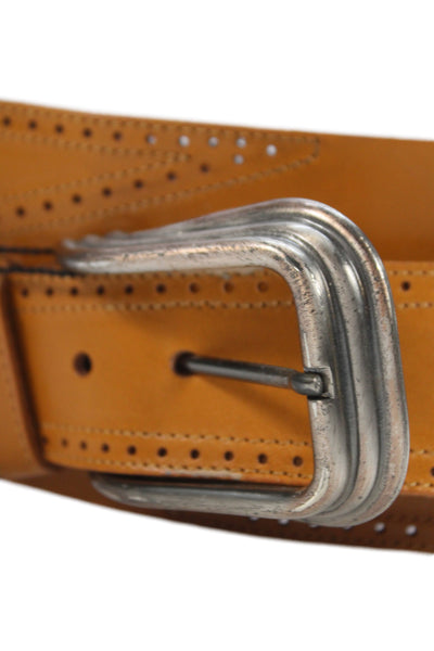 Linea Pelle Leather Western Buckle Belt Brown Size S