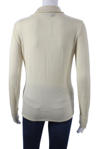 Lafayette 148 New York Womens Ivory Merino Wool Turtleneck Sweater Size S