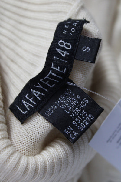 Lafayette 148 New York Womens Ivory Merino Wool Turtleneck Sweater Size S