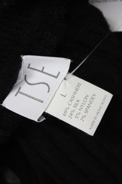 Tse Womens Cashmere Pullover Crew Neck Long Sleeve Black Size L