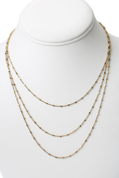 Jennifer Zeuner Womens G Plated 925 Silver 3 Row Station Chain Necklace 16" 6.5g