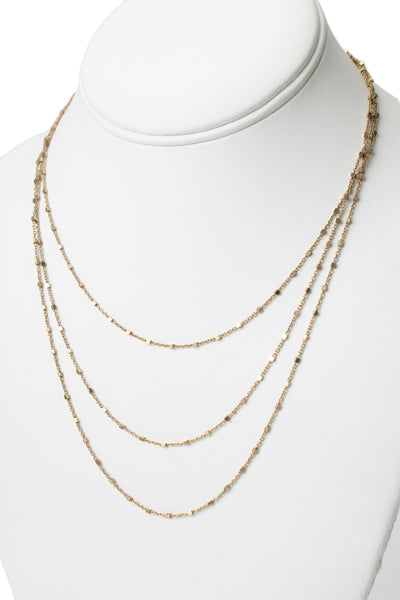Jennifer Zeuner Womens G Plated 925 Silver 3 Row Station Chain Necklace 16" 6.5g