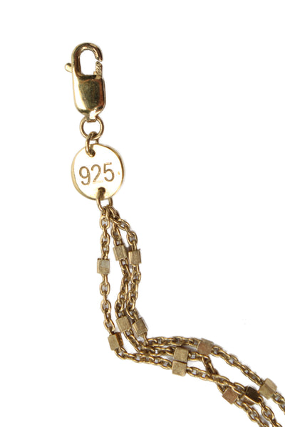 Jennifer Zeuner Womens G Plated 925 Silver 3 Row Station Chain Necklace 16" 6.5g