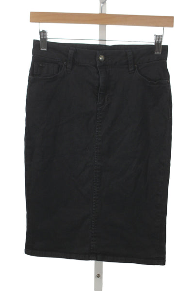 Joe's Collection Women Straight Pencil Skirt Black Cotton Button Size 24W