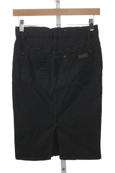 Joe's Collection Women Straight Pencil Skirt Black Cotton Button Size 24W