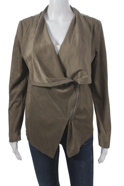 Vigoss Womens Biker Jacket Brown Zip Polyester Long Sleeve Size M