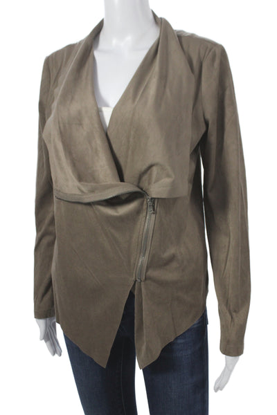 Vigoss Womens Biker Jacket Brown Zip Polyester Long Sleeve Size M