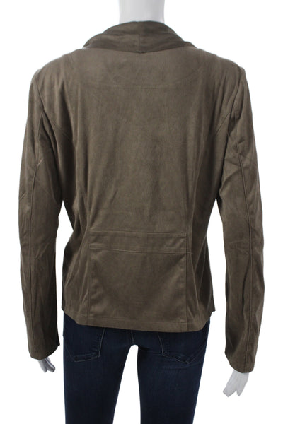 Vigoss Womens Biker Jacket Brown Zip Polyester Long Sleeve Size M