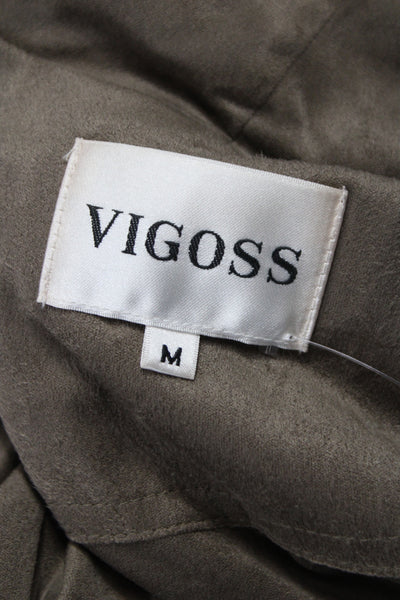 Vigoss Womens Biker Jacket Brown Zip Polyester Long Sleeve Size M