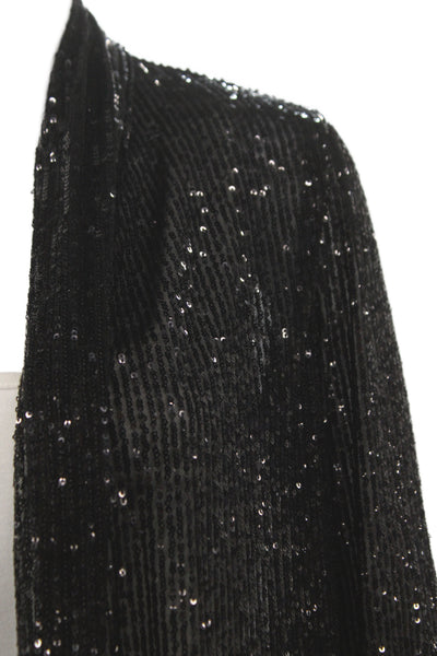 Anne Klein Womens Black Open Collared Cardigan Long Sleeve Size M