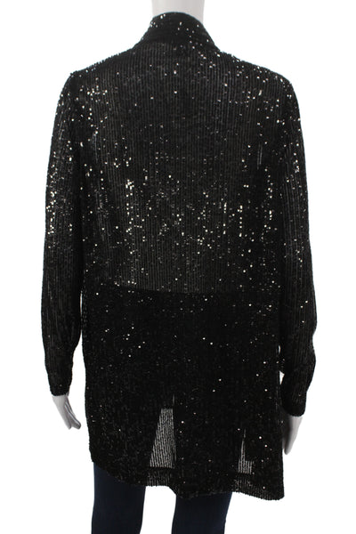 Anne Klein Womens Black Open Collared Cardigan Long Sleeve Size M