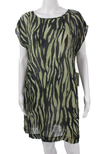 Fifteen Twenty Women Shift Green Chiffon Animal Print Blouse Size S