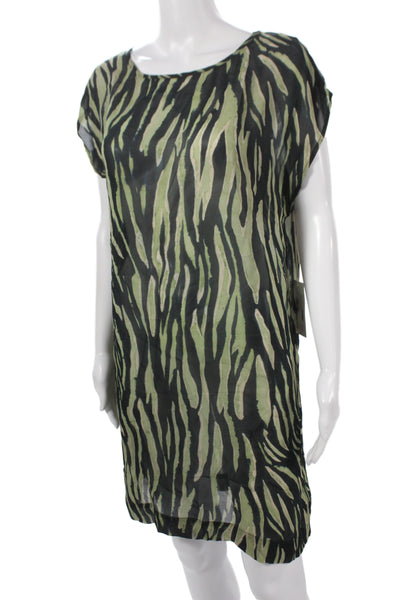 Fifteen Twenty Women Shift Green Chiffon Animal Print Blouse Size S