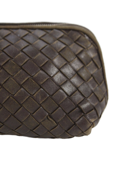 Bottega Veneta Womens Leather Intrecciato  Pouch Wallet Brown