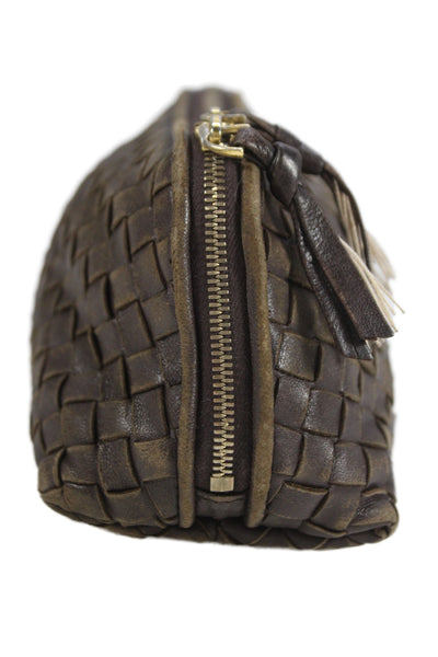 Bottega Veneta Womens Leather Intrecciato  Pouch Wallet Brown