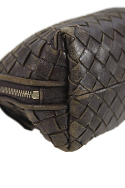 Bottega Veneta Womens Leather Intrecciato  Pouch Wallet Brown