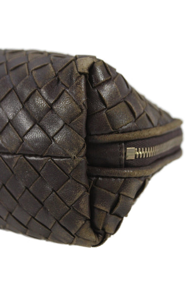 Bottega Veneta Womens Leather Intrecciato  Pouch Wallet Brown