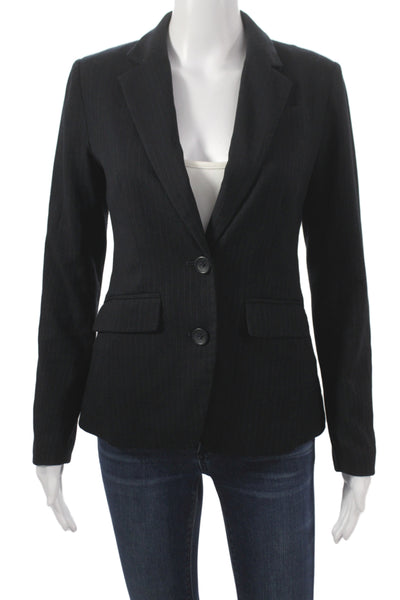 Banana Republic Womens Polyester Collared Button Striped Blazer Black Size 0