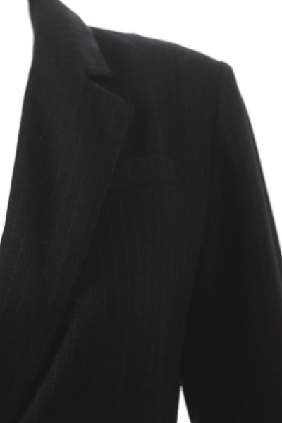 Banana Republic Womens Polyester Collared Button Striped Blazer Black Size 0