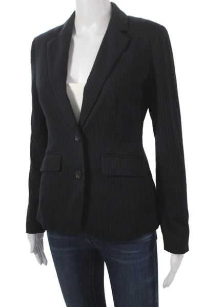 Banana Republic Womens Polyester Collared Button Striped Blazer Black Size 0