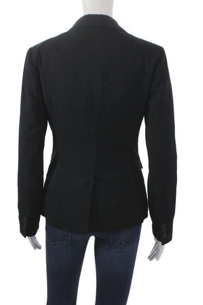 Banana Republic Womens Polyester Collared Button Striped Blazer Black Size 0