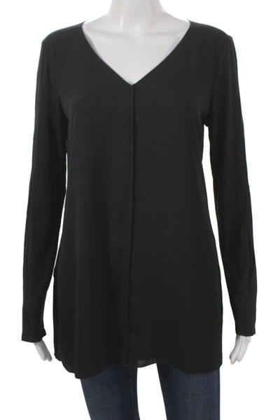 Lysse Womens Tunic V-Neck Black Viscose Long Sleeve Pullover Size S