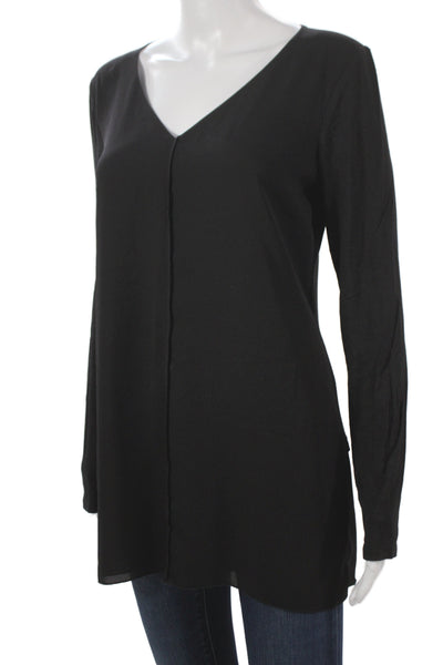Lysse Womens Tunic V-Neck Black Viscose Long Sleeve Pullover Size S