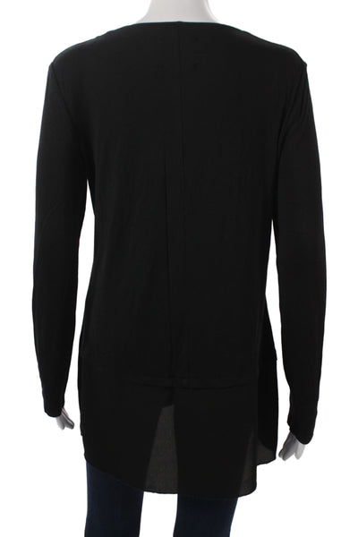 Lysse Womens Tunic V-Neck Black Viscose Long Sleeve Pullover Size S