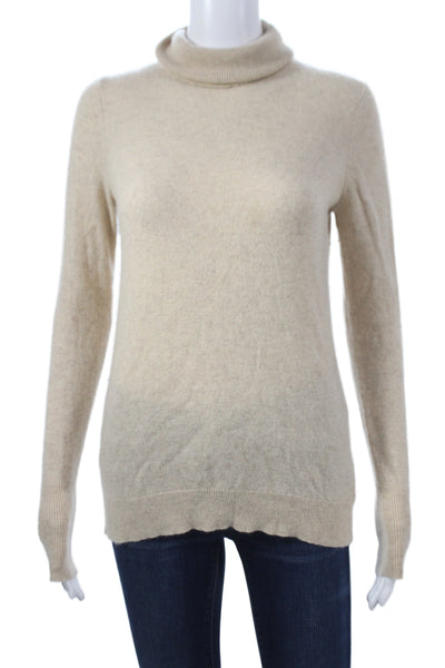 White + Warren Womens Cashmere Turtleneck Pullover Sweater Beige Size S