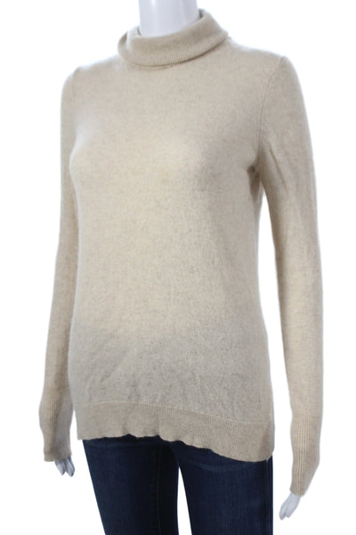 White + Warren Womens Cashmere Turtleneck Pullover Sweater Beige Size S