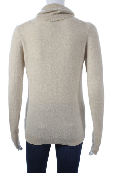 White + Warren Womens Cashmere Turtleneck Pullover Sweater Beige Size S