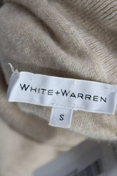 White + Warren Womens Cashmere Turtleneck Pullover Sweater Beige Size S