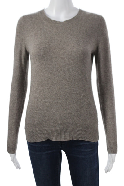 Tahari Womens Cashmere Pullover Sweater Brown Crew Neck Size XS