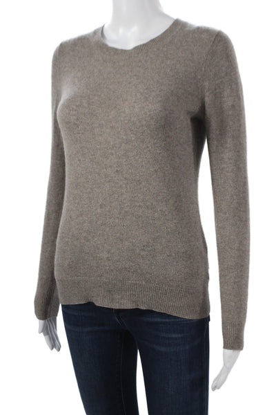 Tahari Womens Cashmere Pullover Sweater Brown Crew Neck Size XS