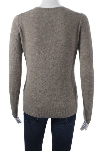Tahari Womens Cashmere Pullover Sweater Brown Crew Neck Size XS