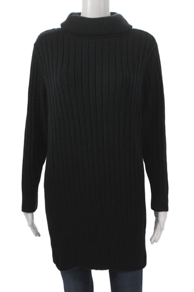 Armani Exchange Women Black Turtleneck Sweater Dress Cotton Long Sleeve Size S