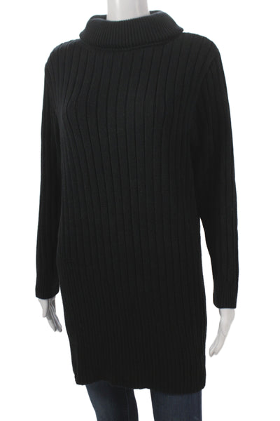 Armani Exchange Women Black Turtleneck Sweater Dress Cotton Long Sleeve Size S