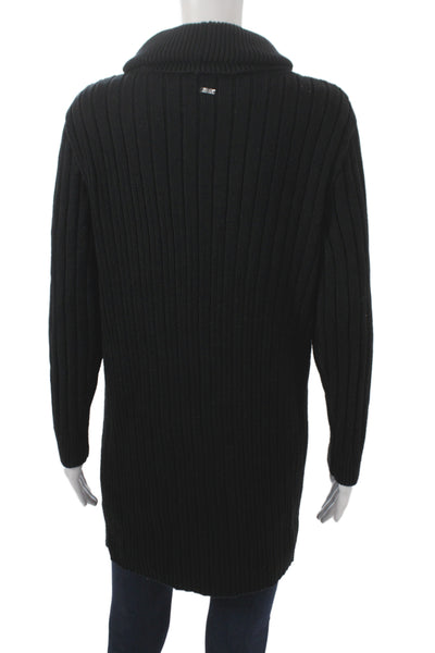 Armani Exchange Women Black Turtleneck Sweater Dress Cotton Long Sleeve Size S
