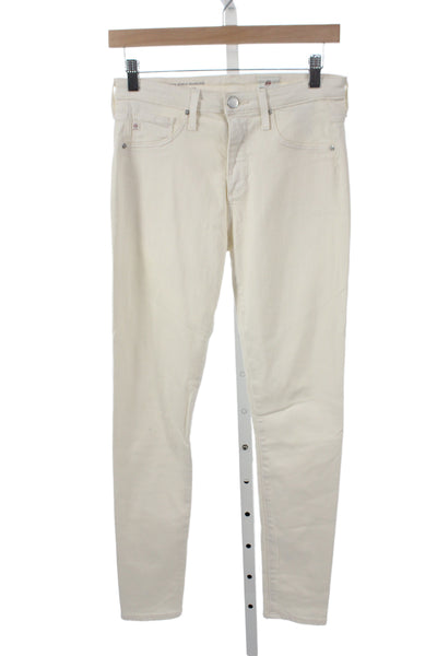 AG Womens Ankle Jeans Ivory Cotton Blend Button 28 Inseam Designer Size 27