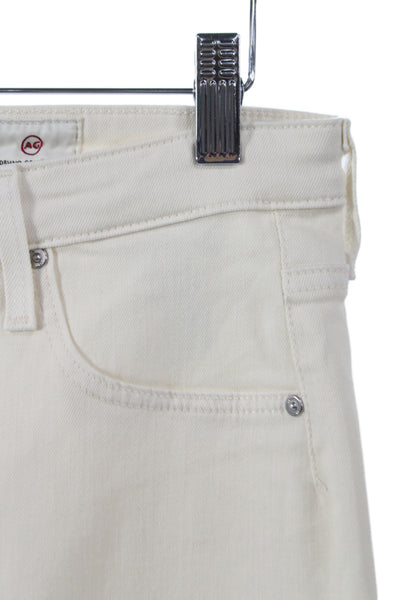 AG Womens Ankle Jeans Ivory Cotton Blend Button 28 Inseam Designer Size 27