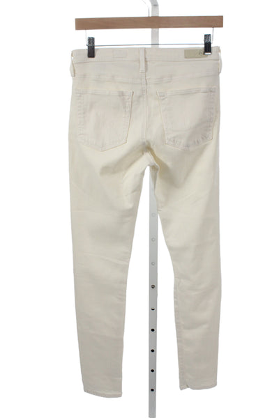 AG Womens Ankle Jeans Ivory Cotton Blend Button 28 Inseam Designer Size 27