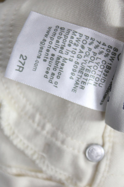 AG Womens Ankle Jeans Ivory Cotton Blend Button 28 Inseam Designer Size 27