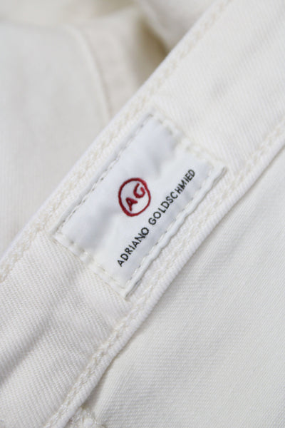 AG Womens Ankle Jeans Ivory Cotton Blend Button 28 Inseam Designer Size 27