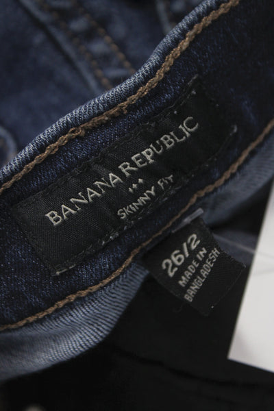 Banana Republic Women Skinny Jeans Blue Mid Rise Cotton Blend Size 2