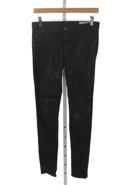 Rag & Bone Womens Black Striped Skinny Jeans Mid-Rise Inseam 29 Size 27